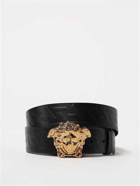 versace gold black belt|Versace greca embossed belt.